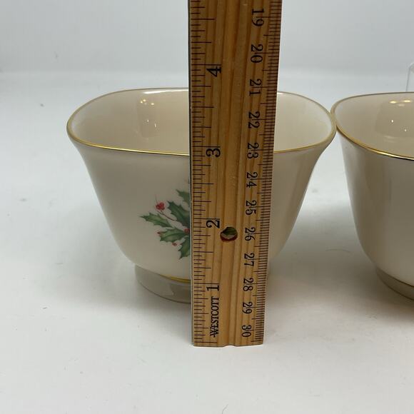 Lenox Holiday Dimension Square Treat Bowls Set Of 3 Christmas Holly Berry Candy - Picture 13 of 13